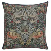Peacock and Dragon Blue Belgian Cushion Cover