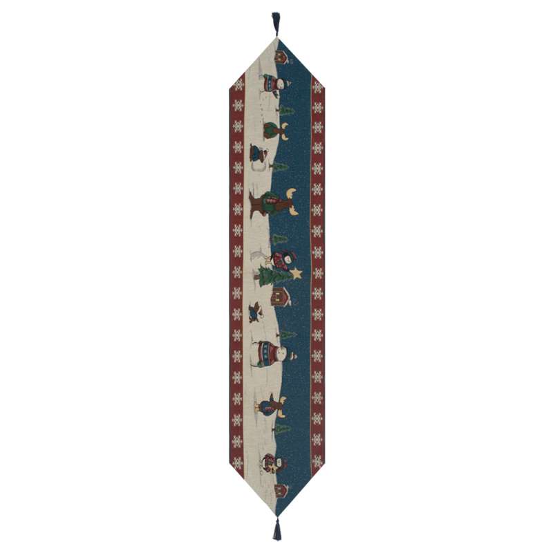 Santa and His Elfs Tapestry Table Runner