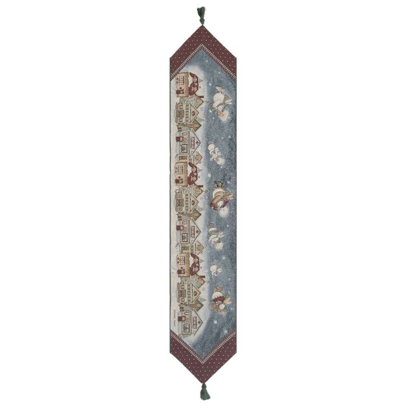 Snow Angel Village Tapestry Table Runner
