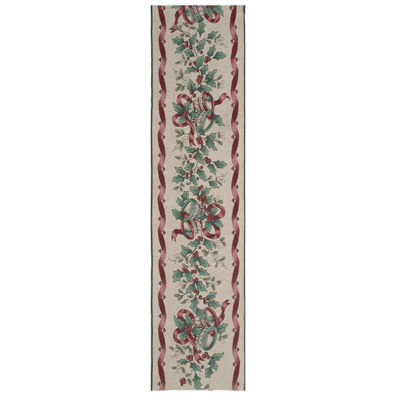 Holly-Holiday Tapestry Table Runner