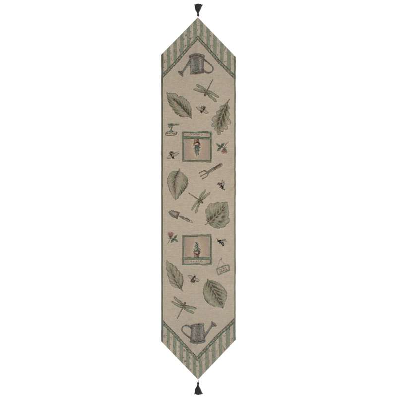 Garden Elements Black Tassel Tapestry Table Runner