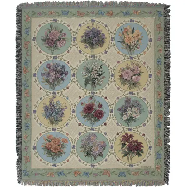 Butterfly Floral Afghan Throw