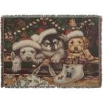 Christmas Stocking Puppies Decorative Afghan Throws