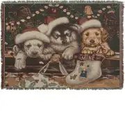 Christmas Stocking Puppies Afghan Throws