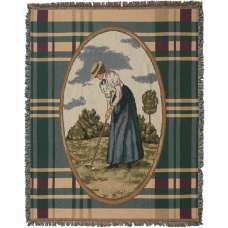 Victorian Ladies Golfer Tapestry Throw