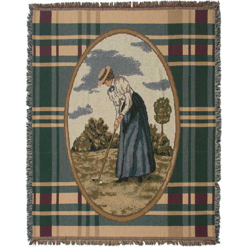 Victorian Ladies Golfer Tapestry Throw