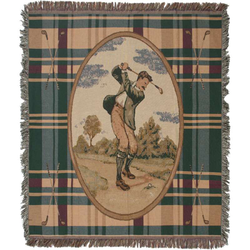 Victorian Mens Golfer Tapestry Throw