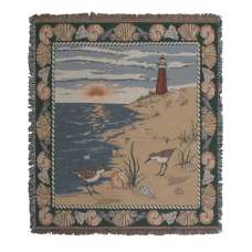 Lighthouse and Shells Tapestry Throw