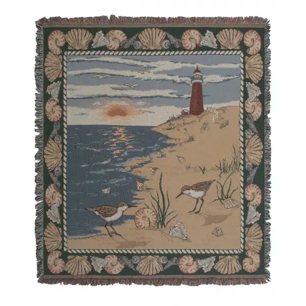 Lighthouse and Shells Afghan Throw