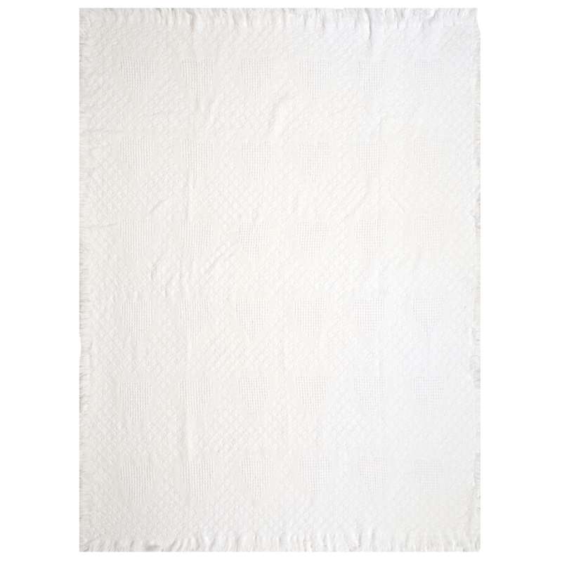 Hearts in White Tapestry Throw