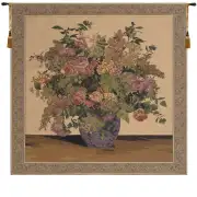 Floral Congregation Beige Belgian Tapestry Wall Hanging - 39 in. x 38 in. cotton/viscose/Polyamide by James Lee