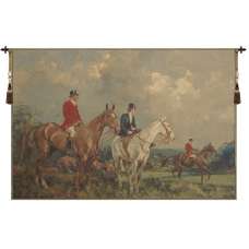 Equestrian Survey Large European Tapestry Wall Hanging