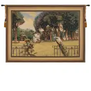 Peacock Manor with Frame Border Belgian Wall Tapestry