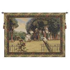 Peacock Manor with Acanthe Border Flanders Tapestry Wall Hanging