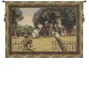 Peacock Manor with Acanthe Border Belgian Wall Tapestry