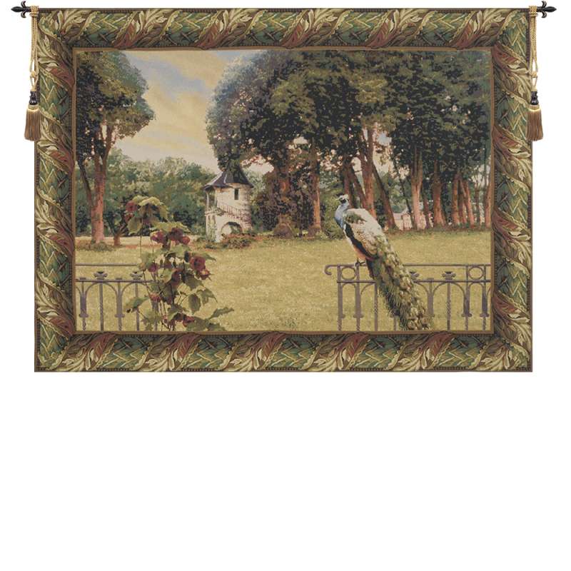 Peacock Manor with Acanthe Border Flanders Tapestry Wall Hanging