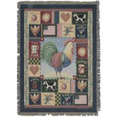 Americana Rooster Tapestry Throw