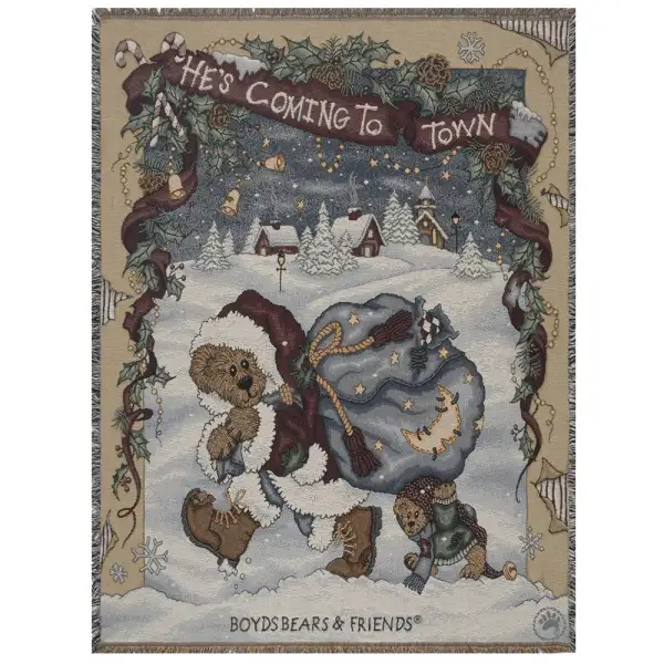 He's Coming To Town Afghan Throw