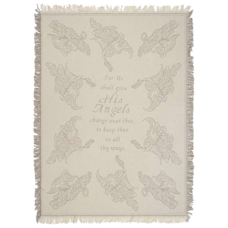 Psalm 91:11 Natural Tapestry Throw