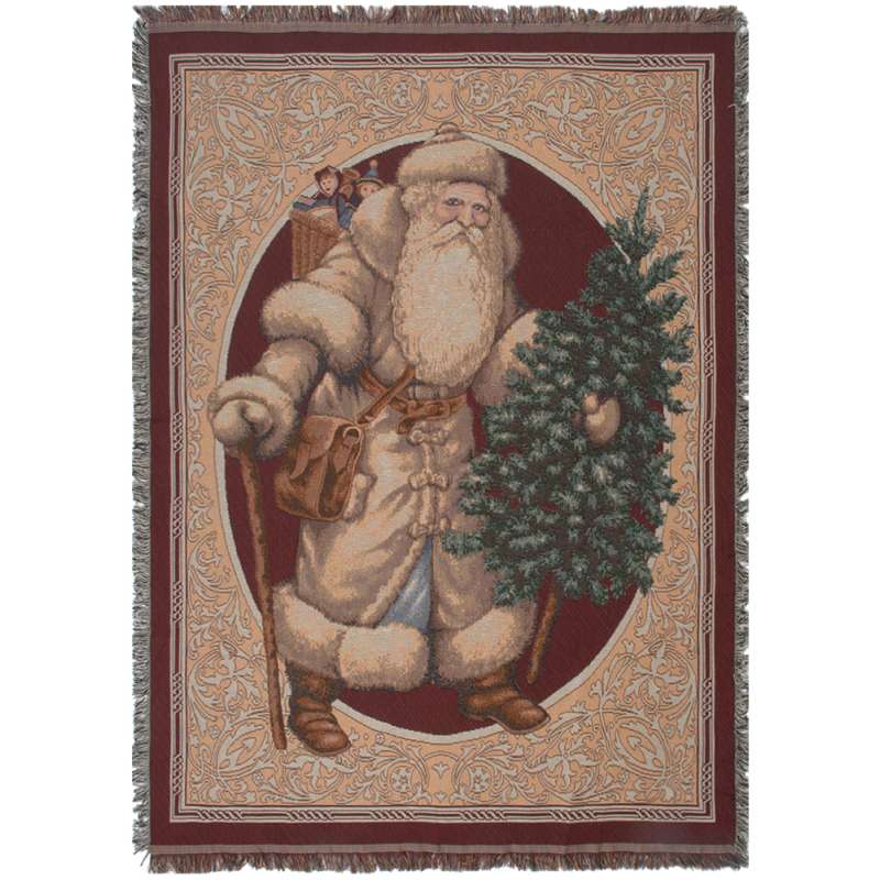 Santa Bearing Gifts Tapestry Throw