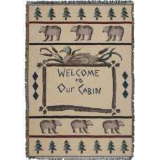 Welcome To Our Cabin Tapestry Throw