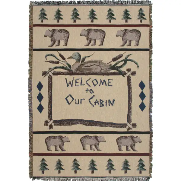Welcome To Our Cabin Afghan Throw