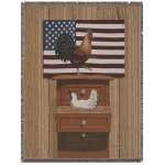 Americana Rooster and Hen Decorative Afghan Throws