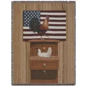 Americana Rooster and Hen Afghan Throw