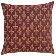 Fleur De Lys Rouge IV Belgian Cushion Cover - 18 in. x 18 in. SoftCottonChenille by Charlotte Home Furnishings