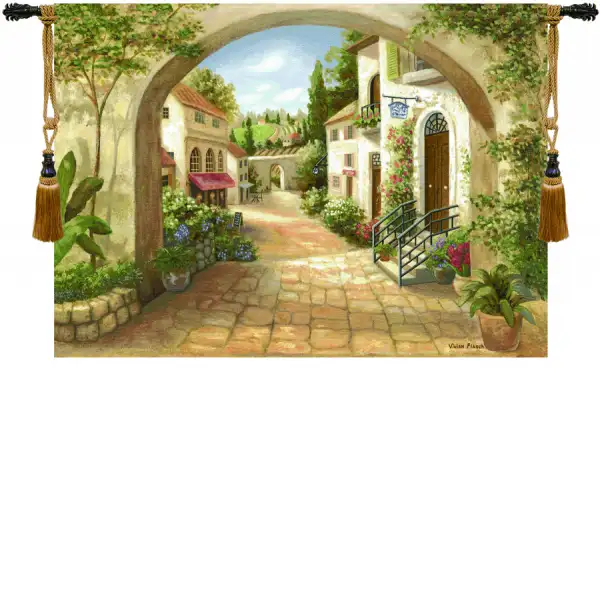 Charlotte Home Furnishing Inc. North America Tapestry - 70 in. x 50 in. | Quaint Town Fine Art Tapestry
