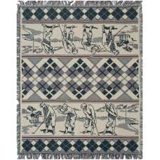 Golfer Green Plaid Tapestry Throw