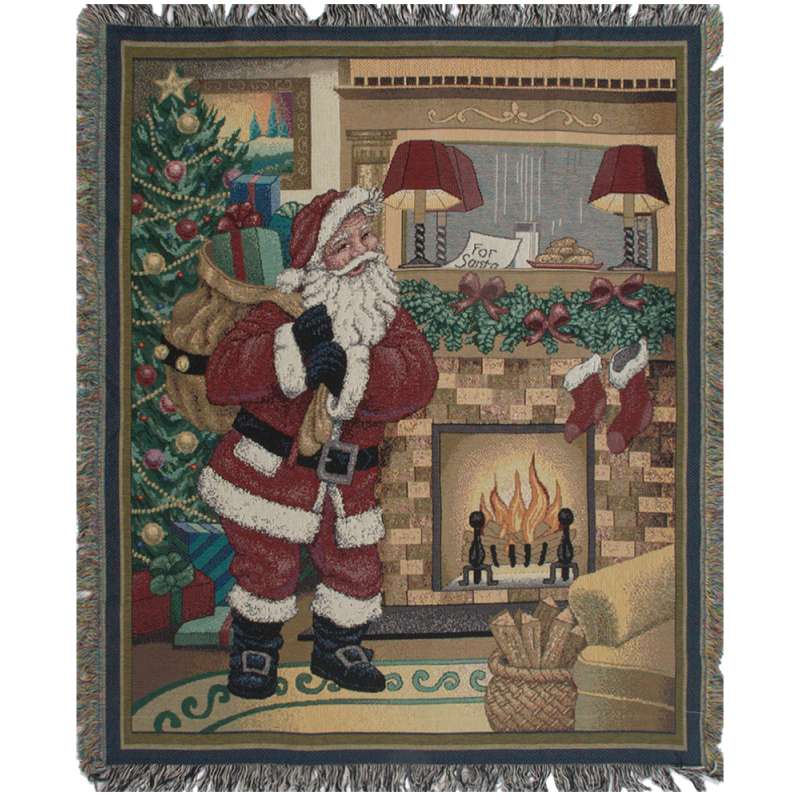 A Visit From Santa Tapestry Throw