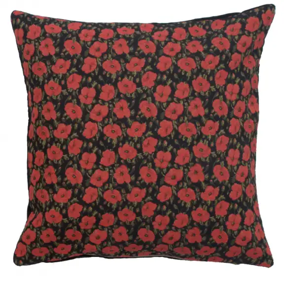 Red Poppies II Belgian Sofa Pillow Cover