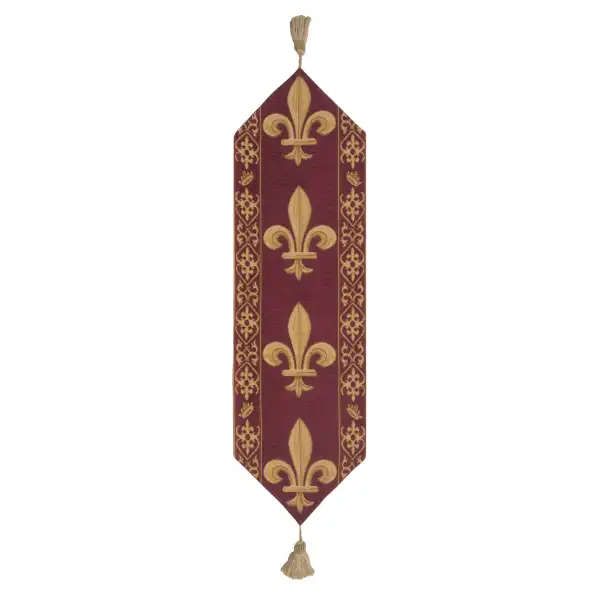 Fleur de Lys Red III Belgian Table Runner