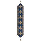 Fleur De Lys Blue V European Table Runner