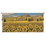 Tuscan Sunflower Wide Landscape Italian Wall Hanging Tapestry