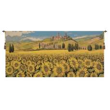 Tuscan Sunflower Wide Landscape Italian Tapestry Wall Hanging