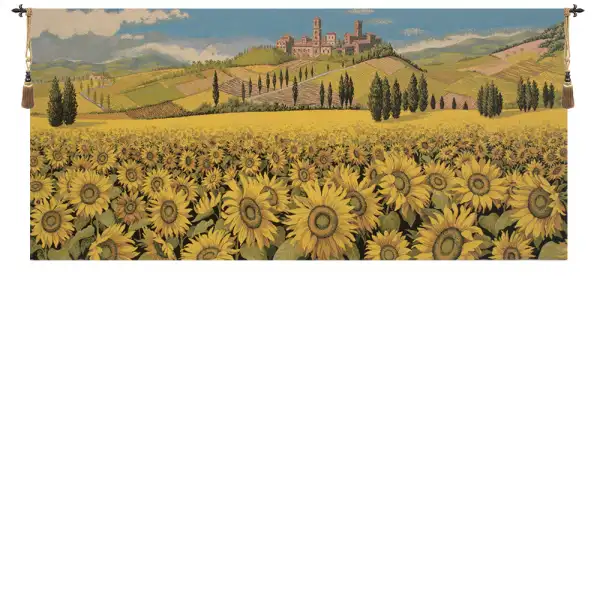 Tuscan Sunflower Wide Landscape Italian Wall Tapestry