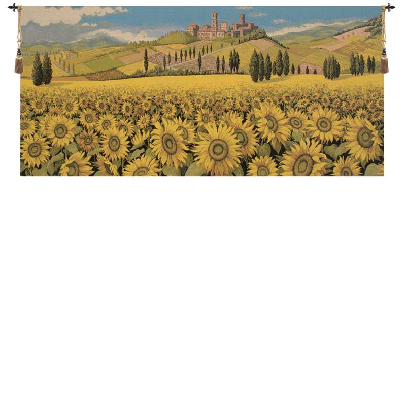 Tuscan Sunflower Wide Landscape Italian Tapestry Wall Hanging