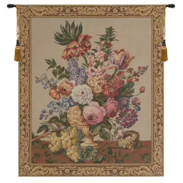 Brussels Bouquet Creme Belgian Wall Tapestry