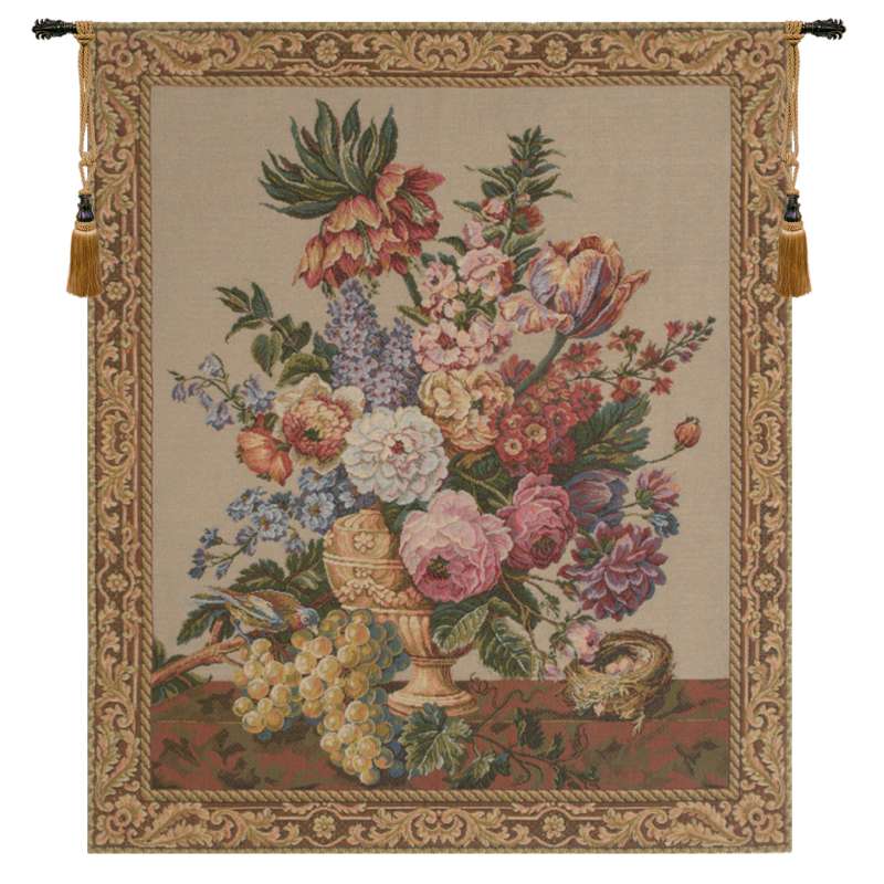 Brussels Bouquet Creme European Tapestry Wall Hanging