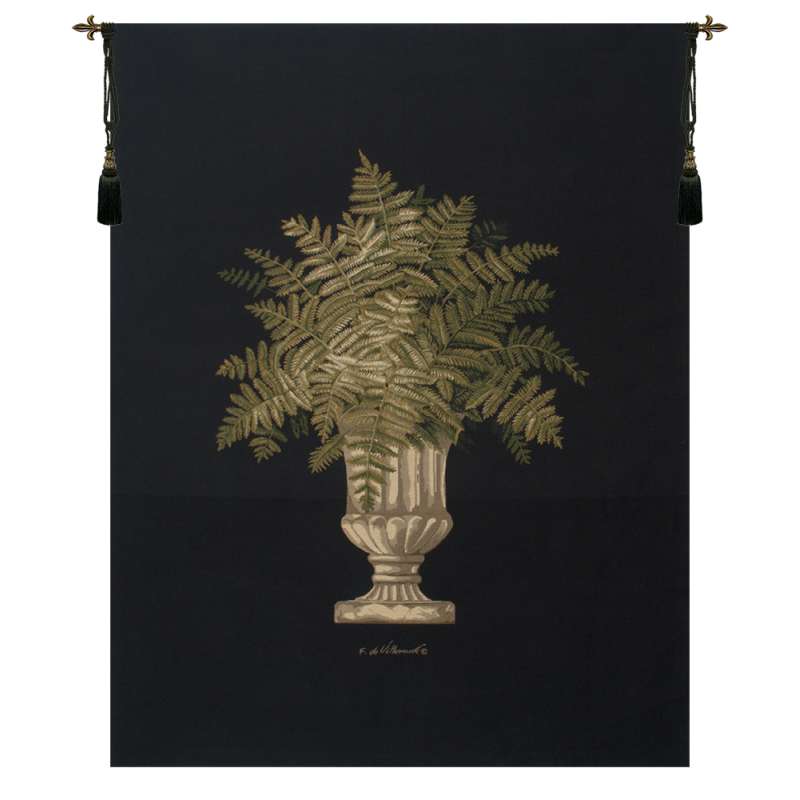 Fern Black Large European Tapestry