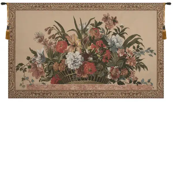 Ann's Floral Basket Large Belgian Wall Tapestry