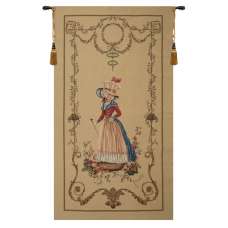 A Lady Waiting European Tapestry Wall Hanging