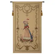 A Lady Waiting Belgian Tapestry Wall Hanging