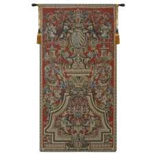 Heraldic Red Small European Tapestry Wall Hanging