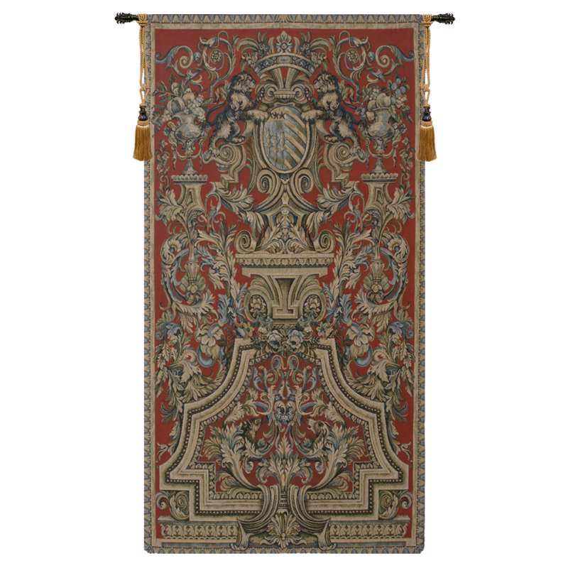 Heraldic Red Small European Tapestry Wall Hanging