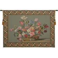 Flower Basket Green II European Tapestry