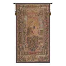 Madonna and Child Seated European Tapestry Wall Hanging