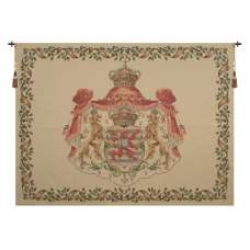 Lion Crest Beige Large European Tapestry Wall Hanging